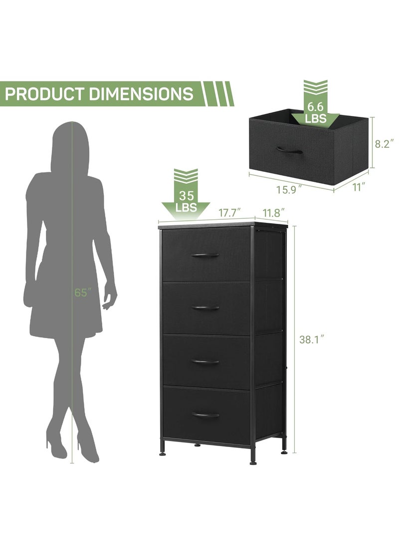 Gaayou Chest of Drawers with 4 Drawers, Fabric Drawer Storage Unit with Steel Frame, Storage Cabinet for Bedroom, Living Room, Hallway, Kids Room - Image 2